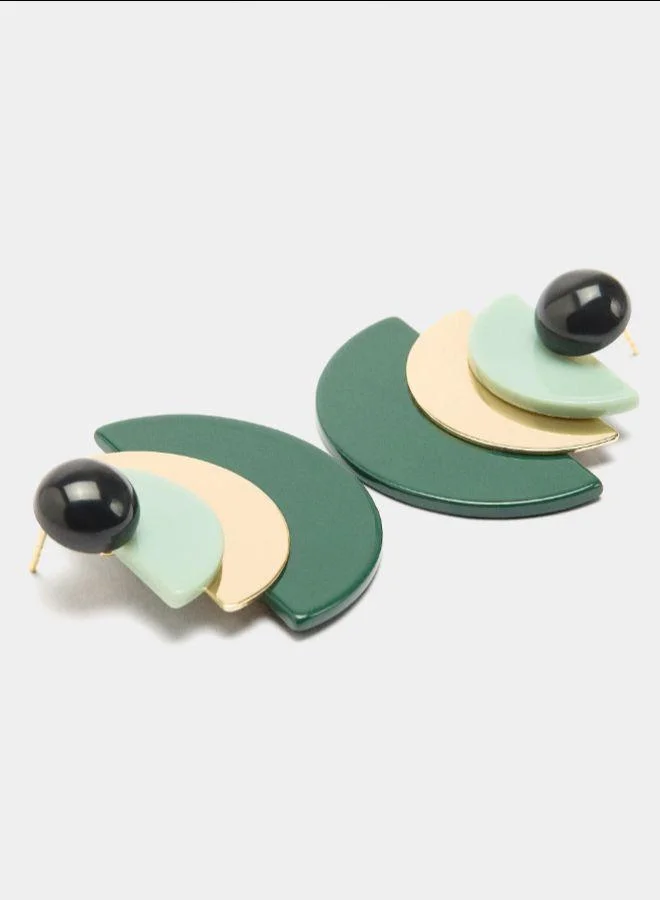 بارفوا أقراط هندسية بألوان متعددة الراتنج