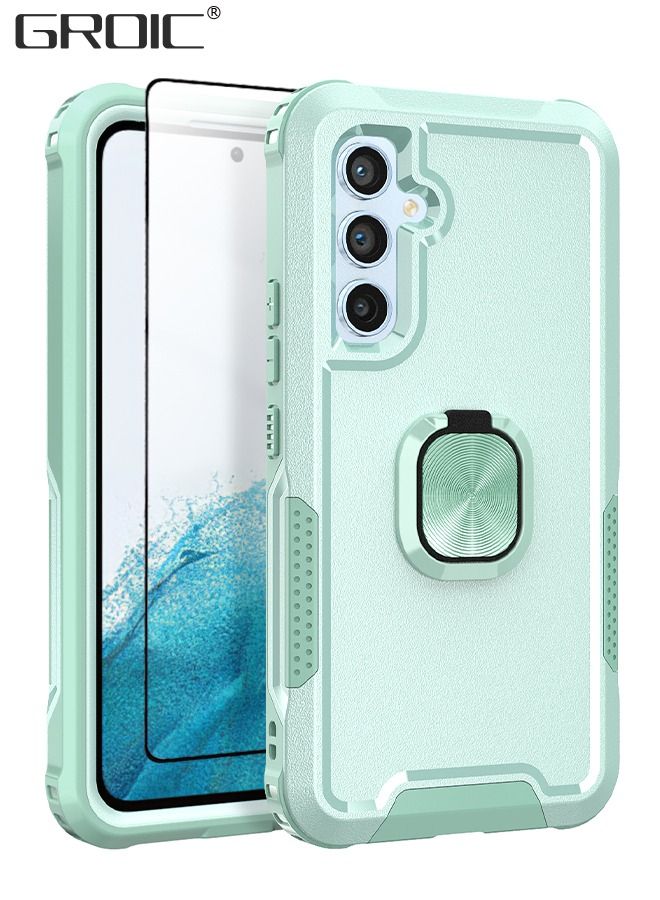 GROIC Compatible Samsung Galaxy A54 Case, 360° Ring Holder Cover, Magnetic Ring Holder Phone Case with 1 pack high-definition tempered film, Shockproof Phone Shell for Galaxy A54 6.4 Inch-Green - Image 1