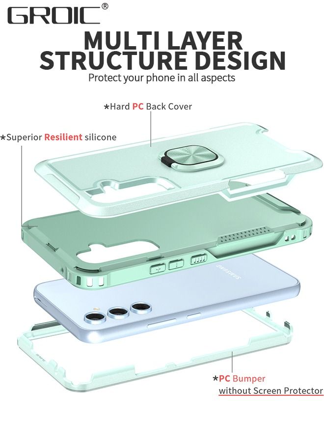 GROIC Compatible Samsung Galaxy A54 Case, 360° Ring Holder Cover, Magnetic Ring Holder Phone Case with 1 pack high-definition tempered film, Shockproof Phone Shell for Galaxy A54 6.4 Inch-Green - Image 2