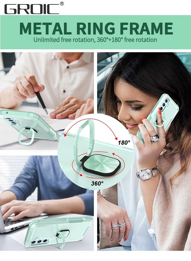 GROIC Compatible Samsung Galaxy A54 Case, 360° Ring Holder Cover, Magnetic Ring Holder Phone Case with 1 pack high-definition tempered film, Shockproof Phone Shell for Galaxy A54 6.4 Inch-Green - Image 3