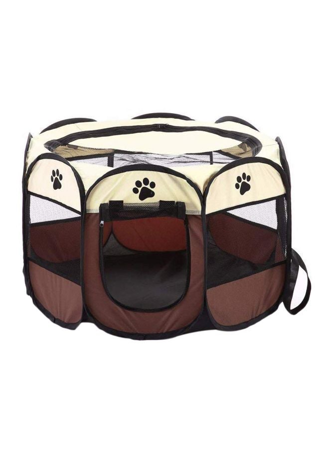 NIBEMINENT Pet Playpen Brown/Beige - Image 1