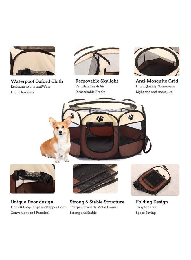 NIBEMINENT Pet Playpen Brown/Beige - Image 4
