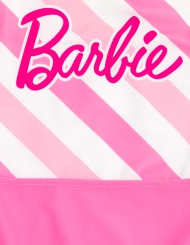 Barbie Little Girls One Piece Bathing Suit Pink/White 6 - Image 5