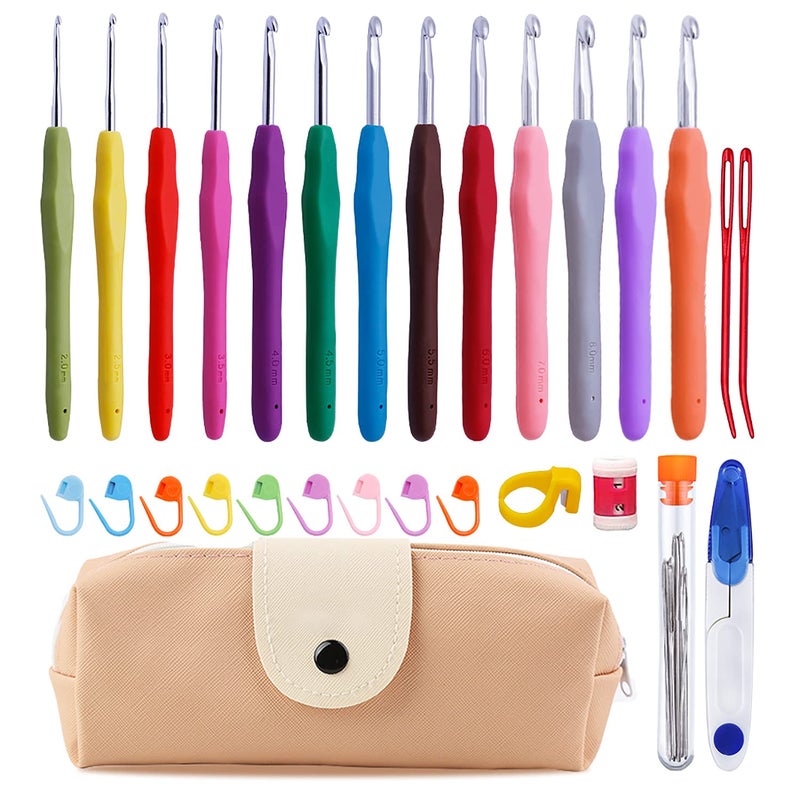 Mayboos 38 Pack Crochet Hooks Set, 13 Pcs 2mm(b)-10mm(n) Ergonomic Crochet Hooks Set, Crochet Needle for Arthritic Hands with Storage Case for Beginners Extra Longâ€¯ Knitting Needles - Image 1