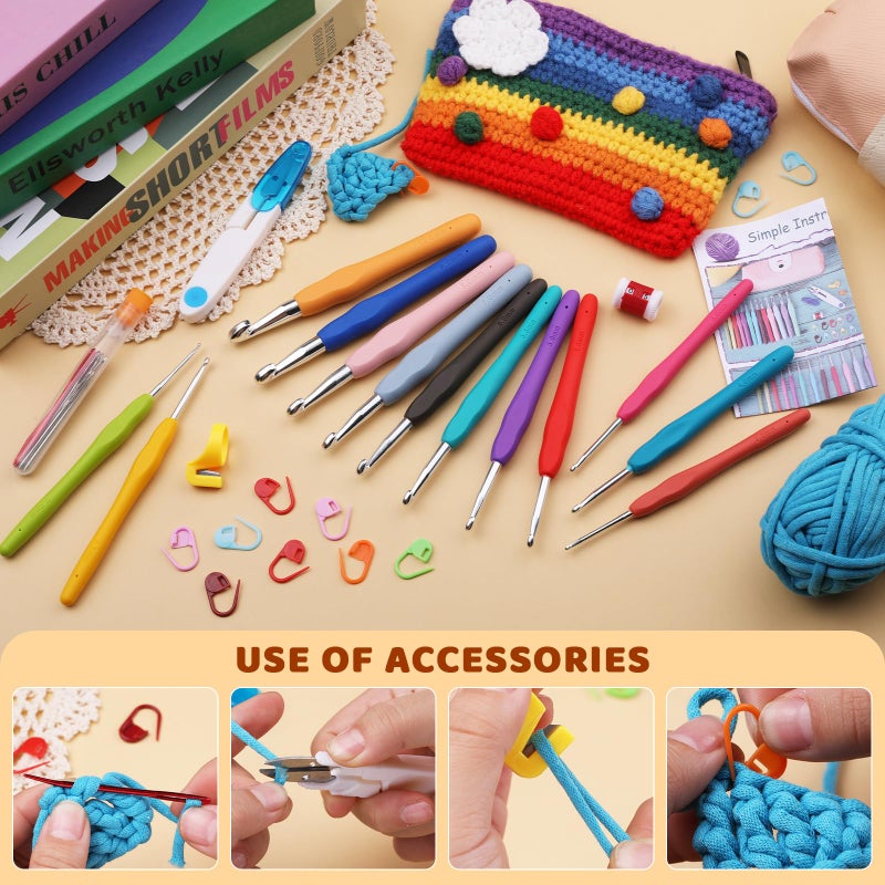 Mayboos 38 Pack Crochet Hooks Set, 13 Pcs 2mm(b)-10mm(n) Ergonomic Crochet Hooks Set, Crochet Needle for Arthritic Hands with Storage Case for Beginners Extra Longâ€¯ Knitting Needles - Image 2