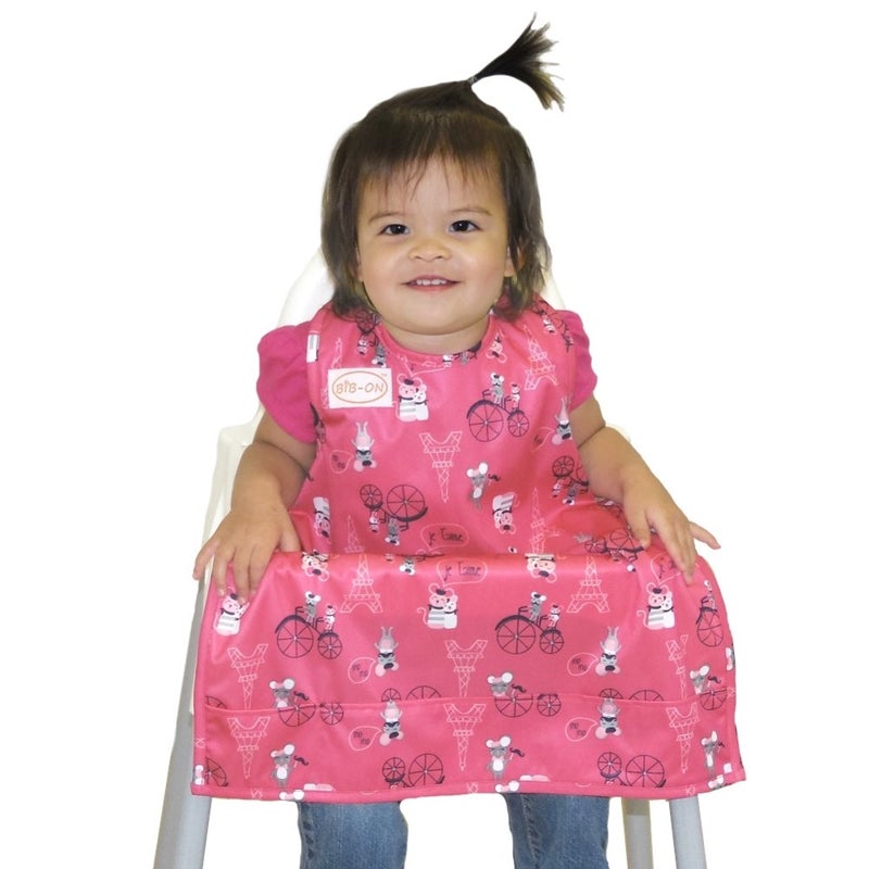 BIB-ON, Full-Coverage Bib and Apron Combination for Infant, Baby, Toddler Ages 0-4. (French Mice) - Image 2