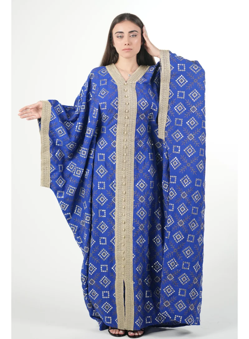 AL BENT AL SHARQIEH Free size women embroidered jalabiya dress with invisible belt