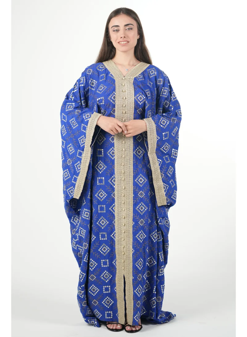 AL BENT AL SHARQIEH Free size women embroidered jalabiya dress with invisible belt