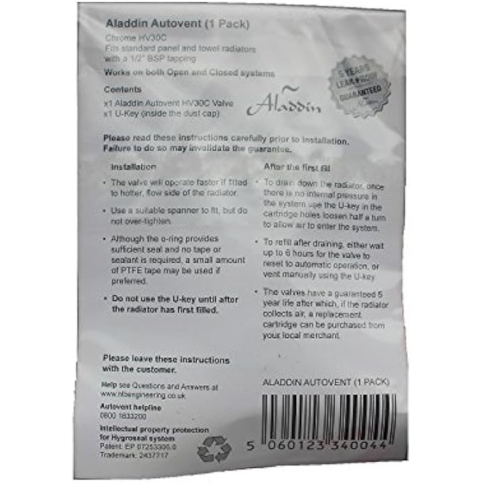 Aladdin AUTOVENTS FULLY AUTOMATIC RADIATOR DE-AERATION VALVE (REPLACEABLE CARTRIDGE) - Image 2
