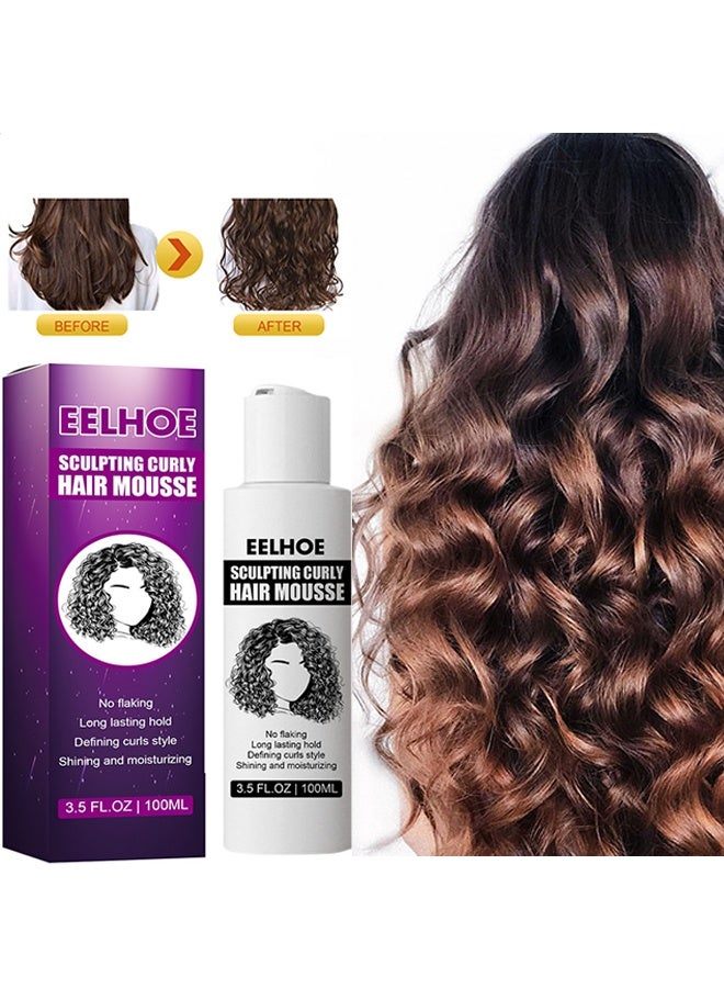 EELHOE Sculpting Curly Hair Mousse, Gloss & Long-Lasting Styling Foam, Frizz Control, Strengthens Hair, For Daily Use & Special Occasions - Image 1