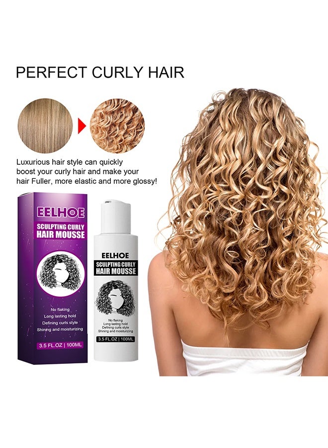 EELHOE Sculpting Curly Hair Mousse, Gloss & Long-Lasting Styling Foam, Frizz Control, Strengthens Hair, For Daily Use & Special Occasions - Image 2