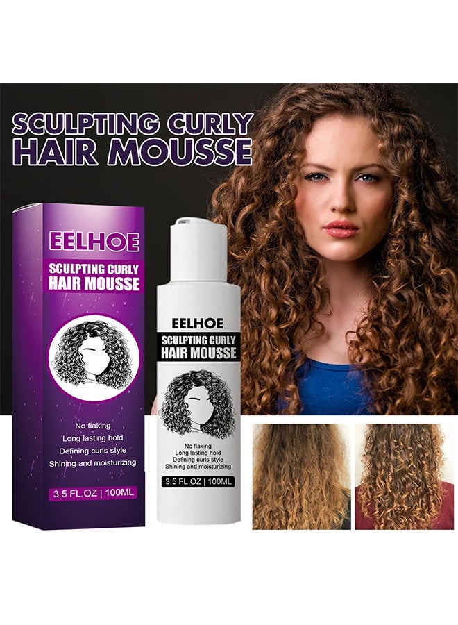 EELHOE Sculpting Curly Hair Mousse, Gloss & Long-Lasting Styling Foam, Frizz Control, Strengthens Hair, For Daily Use & Special Occasions - Image 4