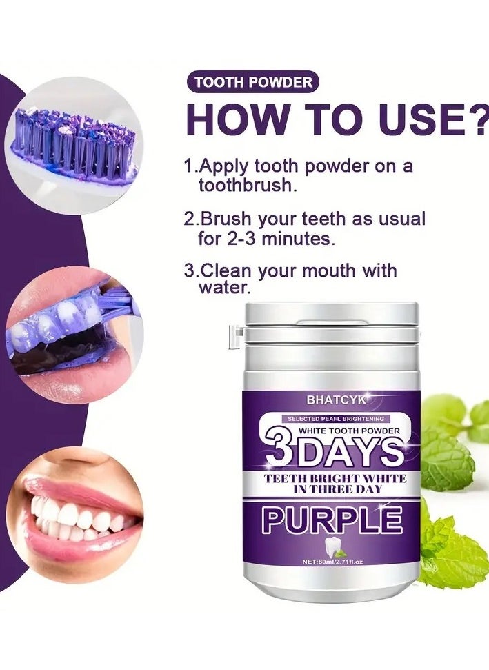 Generic 3 Days Purple Teeth Cleaning Powder, Teeth Polishing Tooth Deep Cleaning Powder, Suitable For Daily And Travel Use  - Image 4