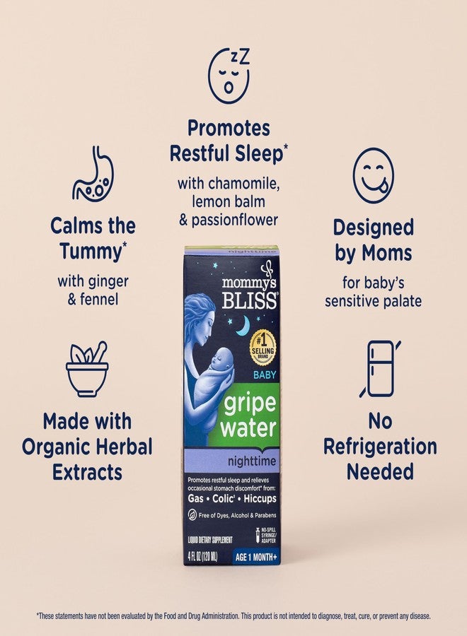 Mommy's Bliss Gripe Water Night Time, Infant Gas & Colic Relief, Gentle & Safe, 2 Weeks+, 4 FL OZ Bottle (Pack of 1) - Image 3