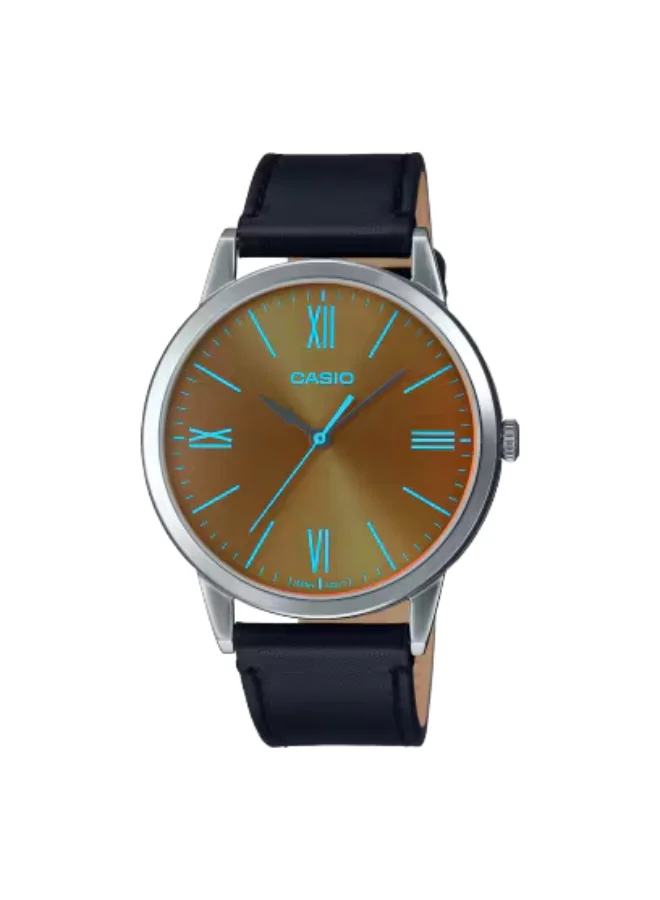 CASIO Men's Leather Analog Watch MTP-E600L-1BDF - 41 mm