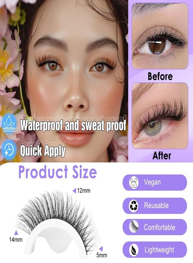 MAYCREATE® 5 Pair Self Adhesive Eyelashes, Natural Self Adhesive Lashes No Glue Needed Invisible Band Reusable Press On Lashes without Eyeliner Cat Eye Pre Glued Mink Lashes - Image 5