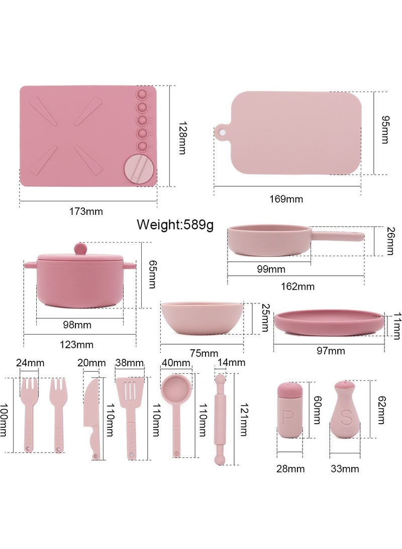 مجموعة ألعاب منزل لعب الأطفال المصنوعة من السيليكون مجموعة ألغاز منزل لعب الأطفال أدوات مائدة محاكاة أدوات مائدة صغيرة للفتيات - Image 3