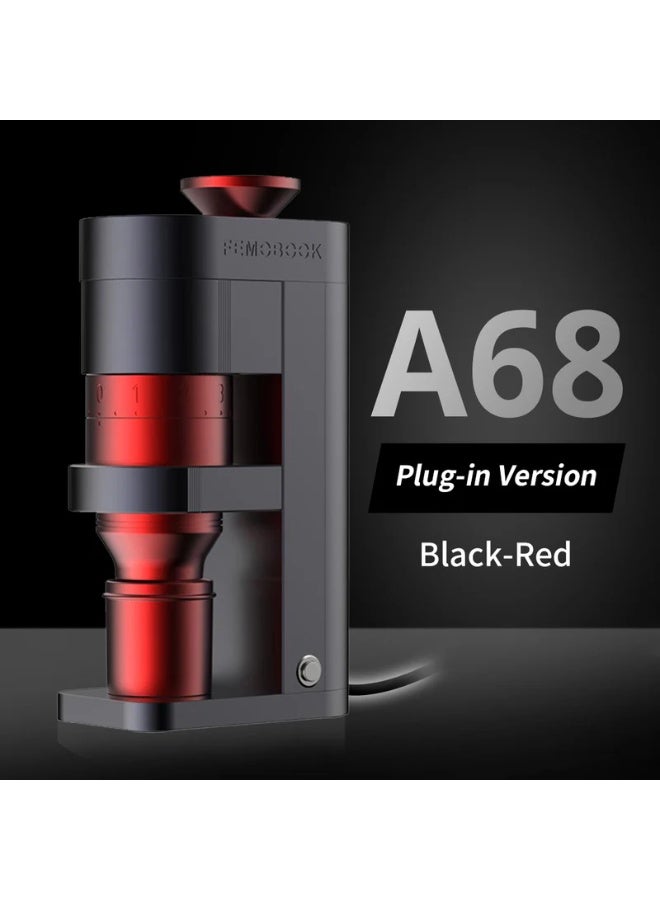 Femobook A68 Electric Coffee Grinder Black Red, 68mm Conical Burr Espresso & Filter Grinder with Stepless Precision Adjustment - Image 1