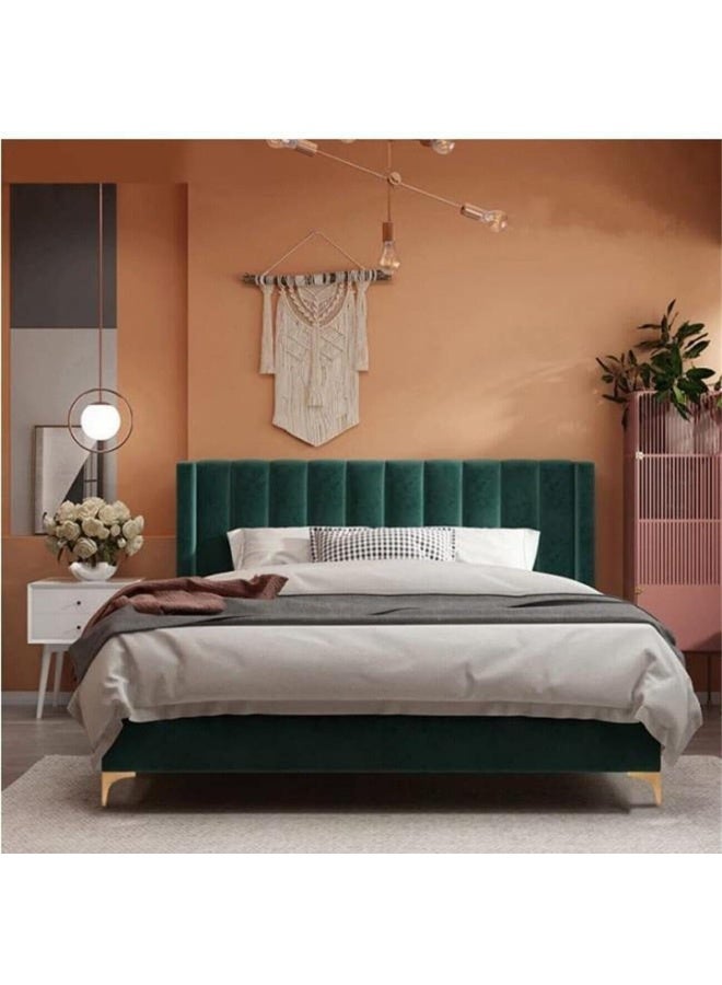 LUXURY LUXE Luxury Luxe Modern King/Queen Bed Frame with Mattress Foundation - Velvet Upholstered Platform Bed  - Image 1