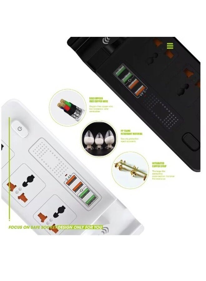 Zoom Plus Smart Power Strip with Wireless Charger 2USB+QC 3.0 Fast Charger Desktop Socket Charging Station 3AC Universal Socket Switch - Image 3