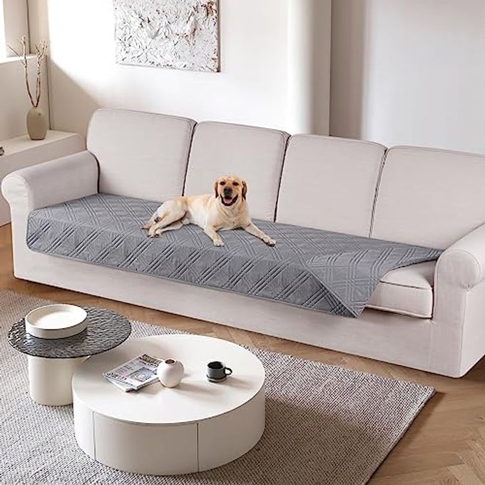 TAOCOCO 100% Waterproof Couch Cushion Cover Reversible Sofa Seat Cover for Dogs Pets Chaise Couch Cover for Sectional Sofa U Shape Couch Furniture Protector Sofa Slipcover(Oversized Sofa, Light Gray) - Image 1