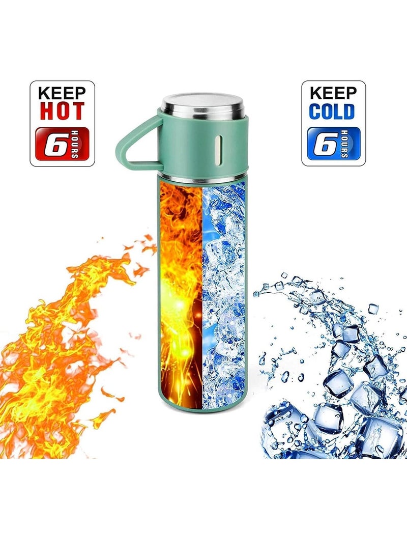 ELTRAZONE NEW Vacuum Insulated Flask 500ml/17.6oz Stainless Steel Thermo-Bottle with Cup for Coffee, Water, Hot & Cold Drinks – Green - Image 2