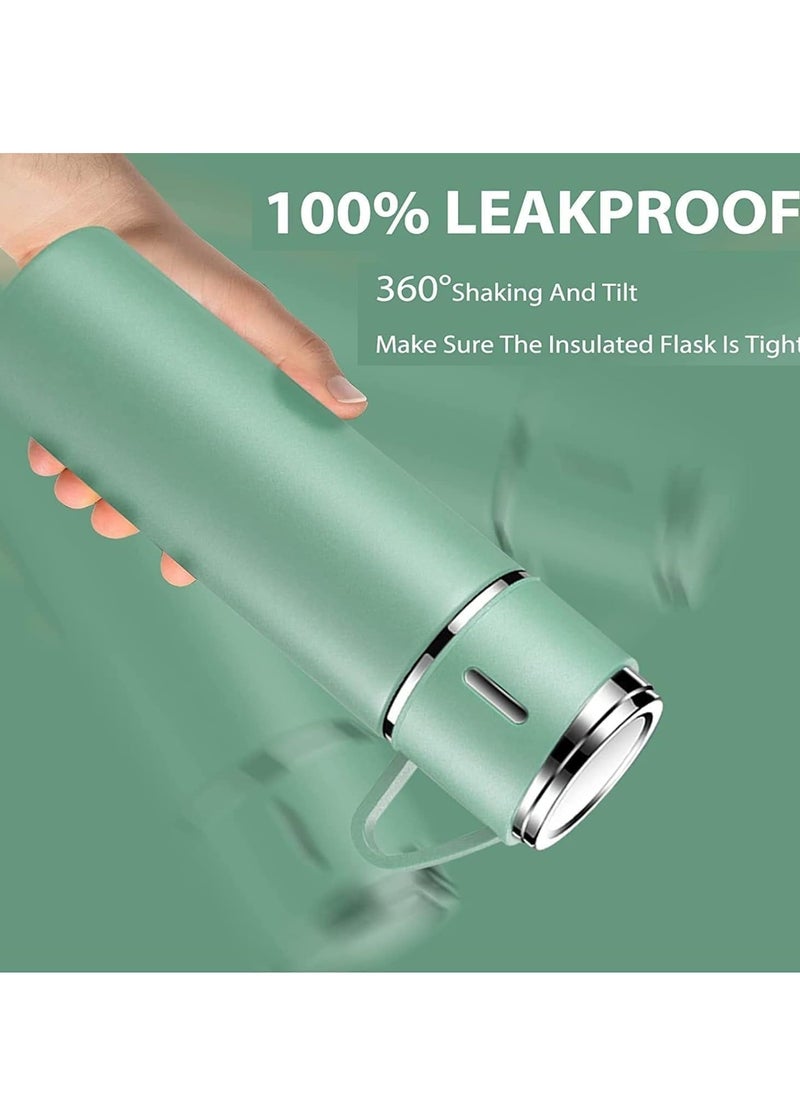 ELTRAZONE NEW Vacuum Insulated Flask 500ml/17.6oz Stainless Steel Thermo-Bottle with Cup for Coffee, Water, Hot & Cold Drinks – Green - Image 3