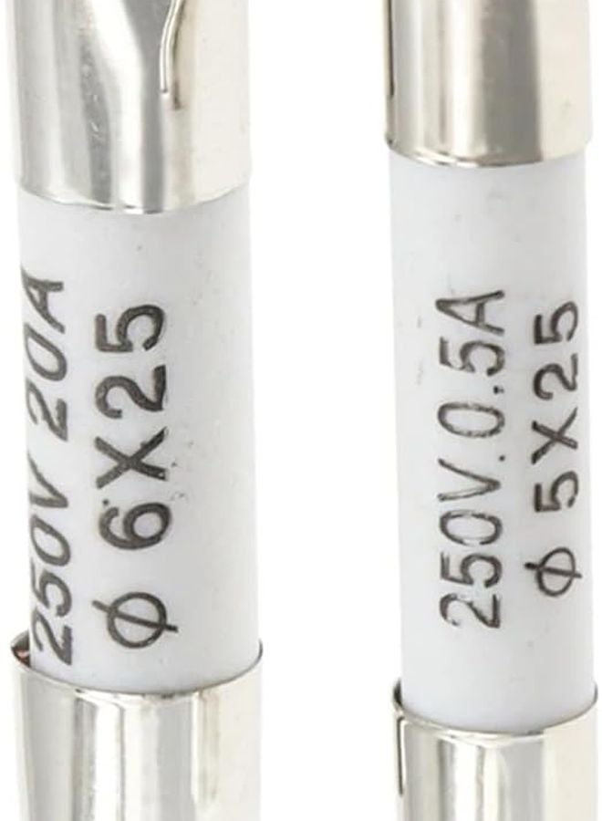 6x25mm فيوز سيراميك سريع الانصهار 250 فولت 0.5 أمبير 20 قطعة - Image 3
