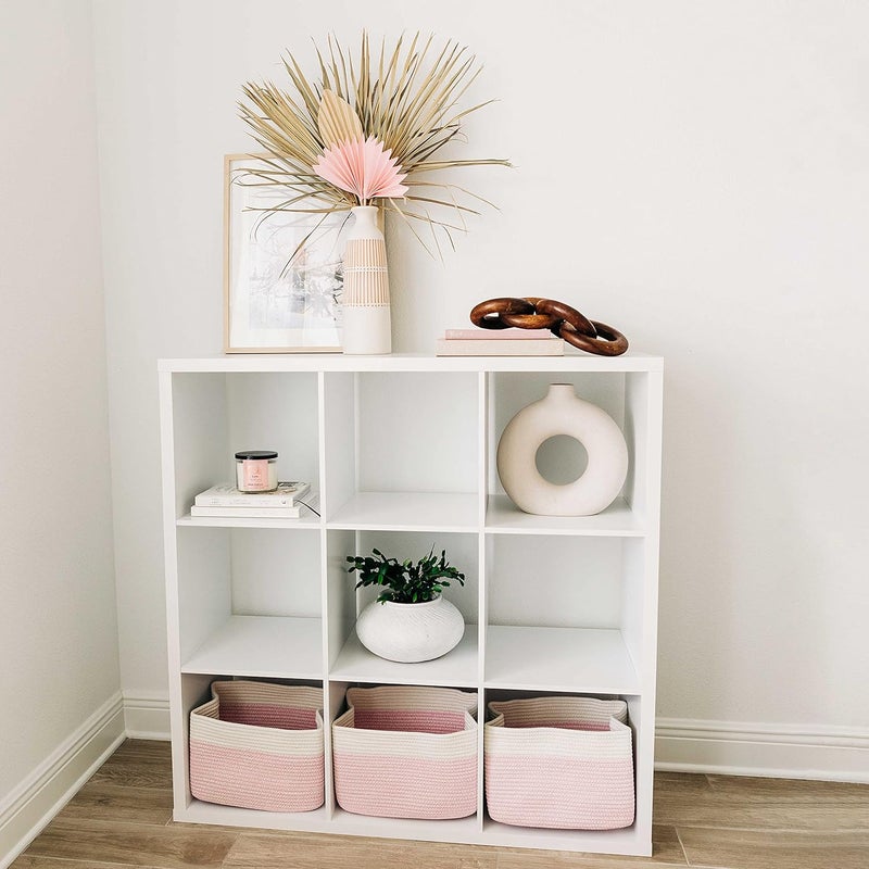 OrganiHaus Pink Basket for Books Toy Organizers and Storage for Girls Towel Baskets for Bathroom Woven Baskets for Storage Decorative Rope Storage Baskets Cotton Rope Basket for Storage - Image 4
