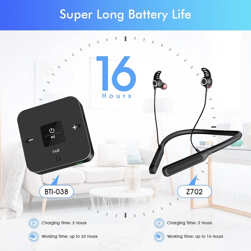 Golvery Bluetooth Headphones Transmitter for TV Watching, Neckband Wireless Stereo Earphones Earbuds Set w/Transmitter Adapter for Optical Digital RCA 3.5mm Aux TVs, Plug n Play No Audio Delay - Image 5