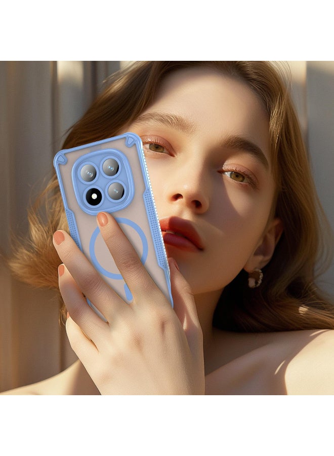 Cover For Redmi Note 14 Pro Plus 5G Armor Glaze Magnetic Phone Case Raised edges around the screen and camera lens help prevent scratches - Blue - Image 3