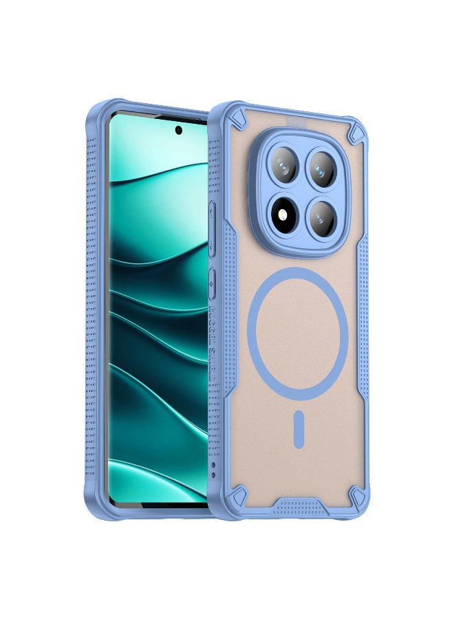 Cover For Redmi Note 14 Pro Plus 5G Armor Glaze Magnetic Phone Case Raised edges around the screen and camera lens help prevent scratches - Blue - Image 1