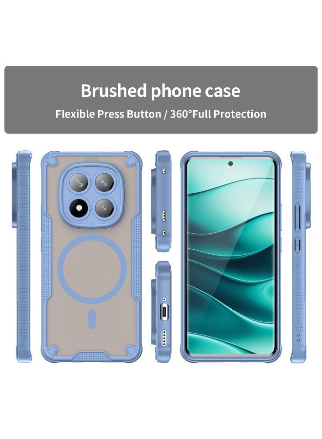 Cover For Redmi Note 14 Pro Plus 5G Armor Glaze Magnetic Phone Case Raised edges around the screen and camera lens help prevent scratches - Blue - Image 2