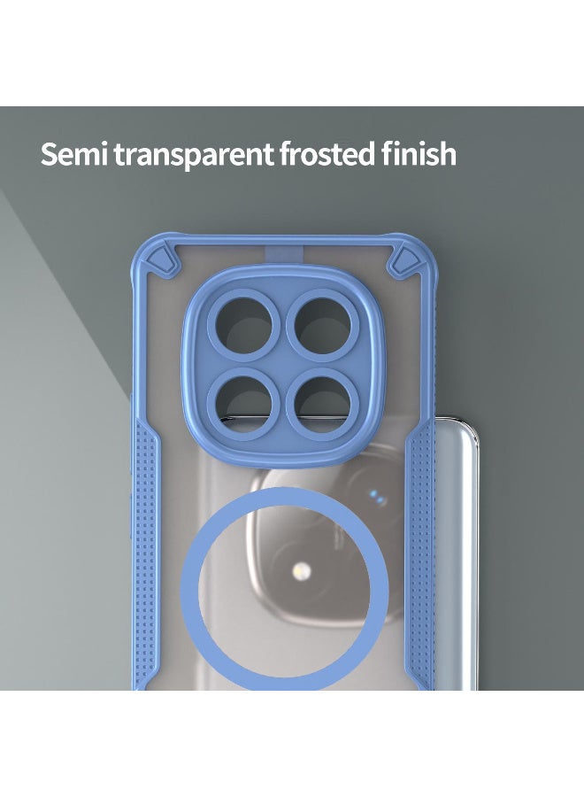 Cover For Redmi Note 14 Pro Plus 5G Armor Glaze Magnetic Phone Case Raised edges around the screen and camera lens help prevent scratches - Blue - Image 5