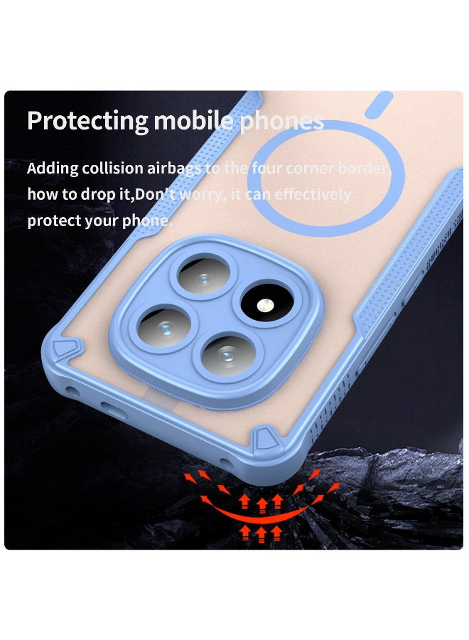 Cover For Redmi Note 14 Pro Plus 5G Armor Glaze Magnetic Phone Case Raised edges around the screen and camera lens help prevent scratches - Blue - Image 4