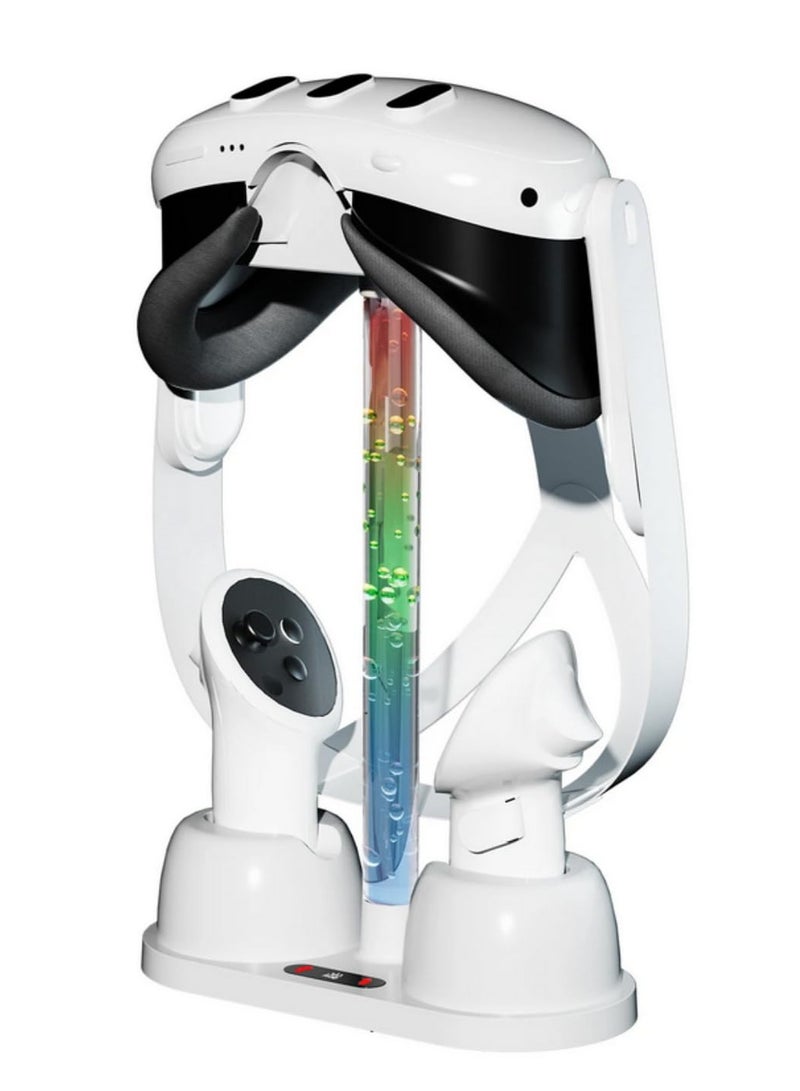 لحوض شحن Oculus Quest 3 مع إضاءة RGB لسماعة الواقع الافتراضي Meta Quest 3 ولوحات التحكم، حامل مكتبي غير قابل للانزلاق، يتضمن كابل شحن سريع - Image 1