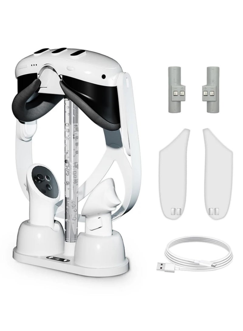 لحوض شحن Oculus Quest 3 مع إضاءة RGB لسماعة الواقع الافتراضي Meta Quest 3 ولوحات التحكم، حامل مكتبي غير قابل للانزلاق، يتضمن كابل شحن سريع - Image 2