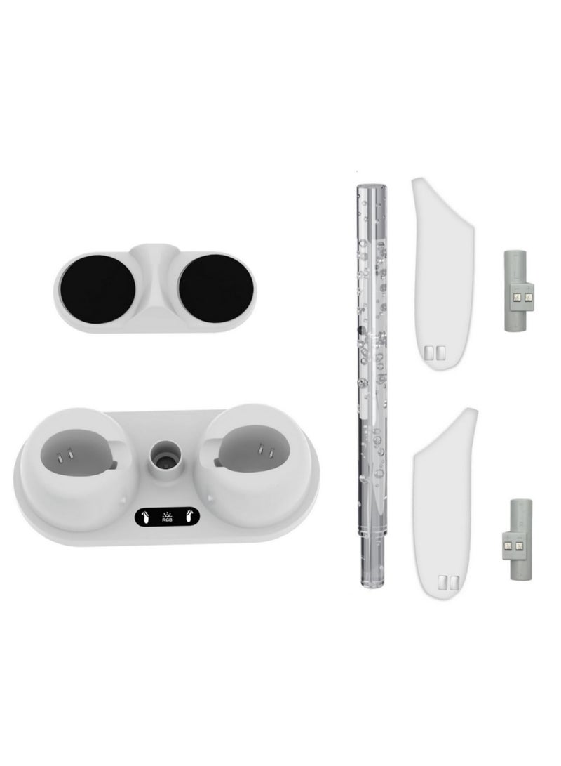 لحوض شحن Oculus Quest 3 مع إضاءة RGB لسماعة الواقع الافتراضي Meta Quest 3 ولوحات التحكم، حامل مكتبي غير قابل للانزلاق، يتضمن كابل شحن سريع - Image 3