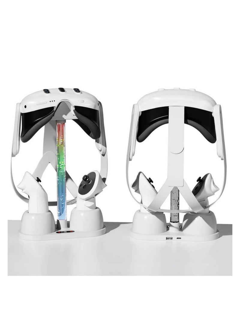 لحوض شحن Oculus Quest 3 مع إضاءة RGB لسماعة الواقع الافتراضي Meta Quest 3 ولوحات التحكم، حامل مكتبي غير قابل للانزلاق، يتضمن كابل شحن سريع - Image 4