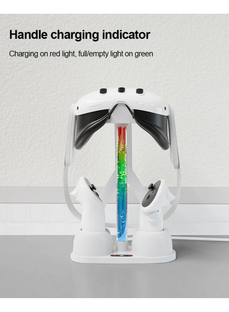 لحوض شحن Oculus Quest 3 مع إضاءة RGB لسماعة الواقع الافتراضي Meta Quest 3 ولوحات التحكم، حامل مكتبي غير قابل للانزلاق، يتضمن كابل شحن سريع - Image 5