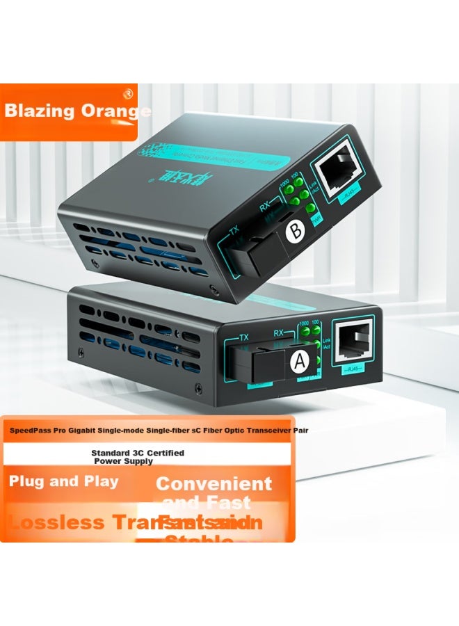 Fhtcen Fenghuotiancheng, Fenghuotiancheng, Quick-connect Pro Sc Gigabit Single-mode Single-fiber Optical Transceiver, 3km Optical-electrical Converter, Fh-mxx 1 Pair - Image 1