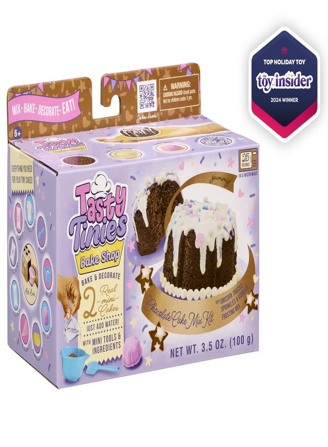 Goliath Tasty Tinies Bake Shop Chocolate Cake Mix Kit with Unicorn Tracks Sprinkles & Vanilla Frosting Mix | Bake & Decorate 2 Real Mini Cakes | Includes Mini Tools & Ingredients | Ages 6+ - Image 3