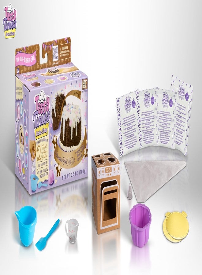 Goliath Tasty Tinies Bake Shop Chocolate Cake Mix Kit with Unicorn Tracks Sprinkles & Vanilla Frosting Mix | Bake & Decorate 2 Real Mini Cakes | Includes Mini Tools & Ingredients | Ages 6+ - Image 2