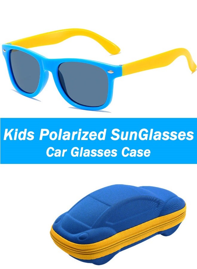 Children's Sun Glasses Kids Polarized SunGlasses TPEE Rubber Flexible Frame for Boys Girls Age 2-10, 100% UV Protection（Car Glasses Case） - Image 1