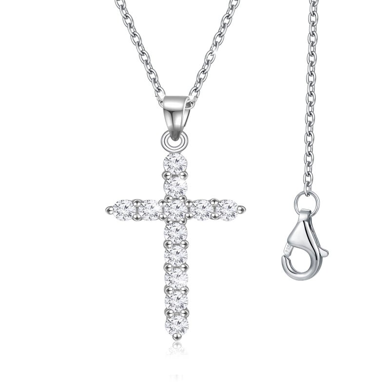 Aocelly Silver Cross Necklaces for Women Diamond Cross Necklace for Women Silver,925 Sterling Silver Cross Pendant Small Dainty CZ Cross Necklace Faith Necklace Jewelry Gifts for Women - Image 1