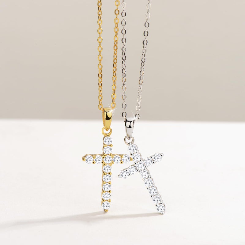 Aocelly Silver Cross Necklaces for Women Diamond Cross Necklace for Women Silver,925 Sterling Silver Cross Pendant Small Dainty CZ Cross Necklace Faith Necklace Jewelry Gifts for Women - Image 4
