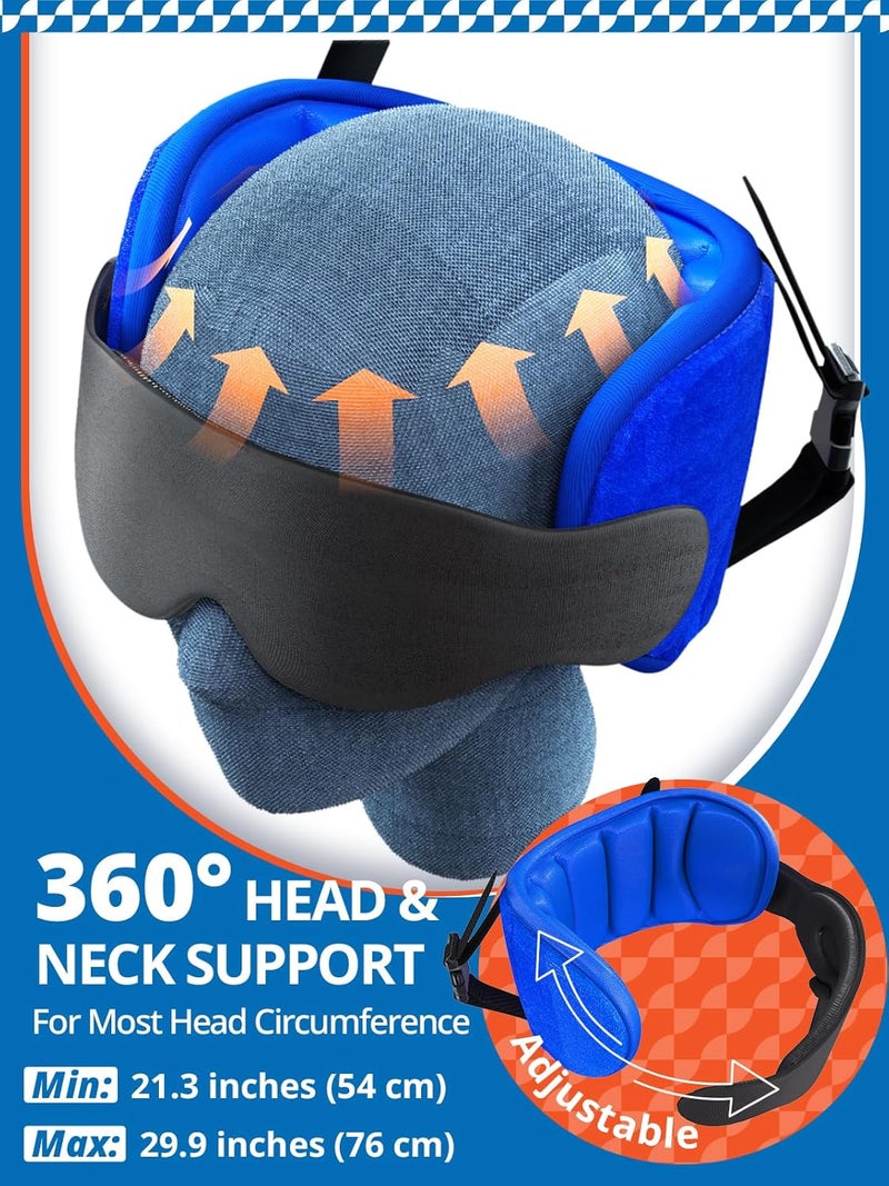 SARISUN Travel Pillows for Airplanes, Airplane Pillow for Long Flight, Airplane Head Strap with Eye Mask for Sleep, Travel Neck Pillow for Car Road Trip, 360° Support Headrest, Stop Bobblehead, Yellow - Image 4