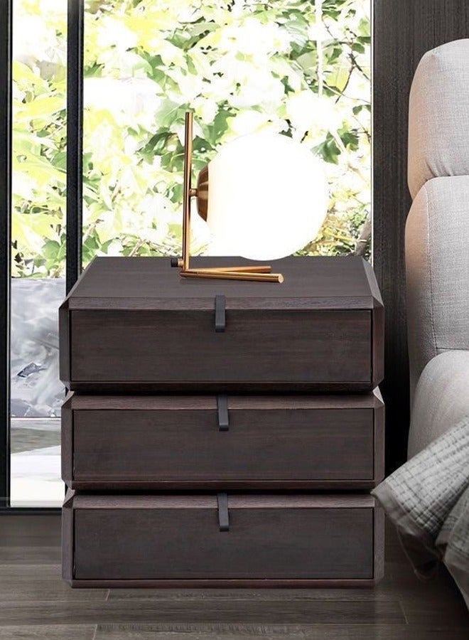 فاشون هوم متعددة الأغراض استخدام التصميم الإبداعي للتدوير 3 أدراج منضدة الخشب الصلب طاولة بجانب السرير خزانة صغيرة من الأدراج طاولة جانبية لغرفة النوم غرفة المعيشة 50x40x48 سم - Image 2