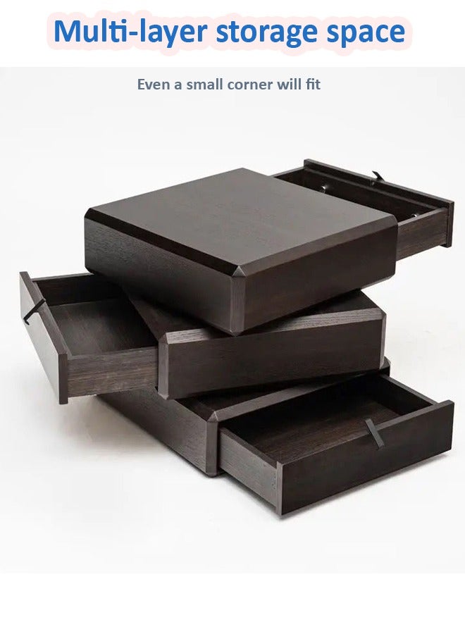 فاشون هوم متعددة الأغراض استخدام التصميم الإبداعي للتدوير 3 أدراج منضدة الخشب الصلب طاولة بجانب السرير خزانة صغيرة من الأدراج طاولة جانبية لغرفة النوم غرفة المعيشة 50x40x48 سم - Image 3