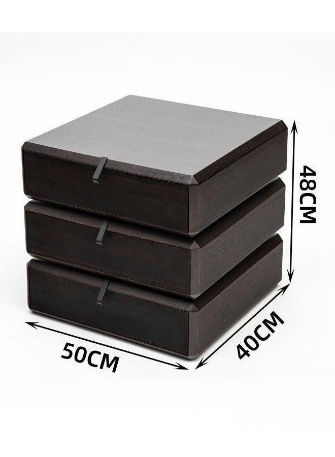 فاشون هوم متعددة الأغراض استخدام التصميم الإبداعي للتدوير 3 أدراج منضدة الخشب الصلب طاولة بجانب السرير خزانة صغيرة من الأدراج طاولة جانبية لغرفة النوم غرفة المعيشة 50x40x48 سم - Image 5